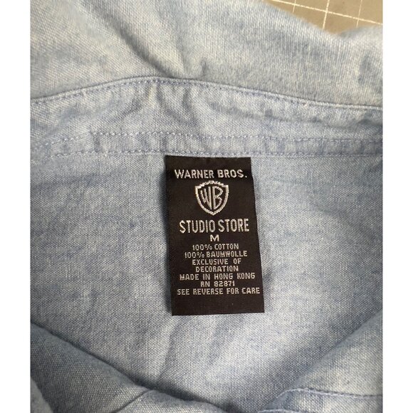 Warner Bros. Daffy Duck Button Down Shirt Men’s M “Who Me Stressed” Looney Tunes - Picture 4 of 6